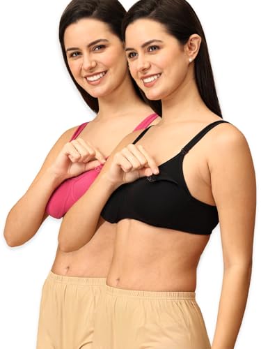 Image of The Mom Store Mom Nursing Bra | Full Coverage Non Padded Bra | Feeding Bra | Maternity Bra | Non Wired Bra | Cotton Blend