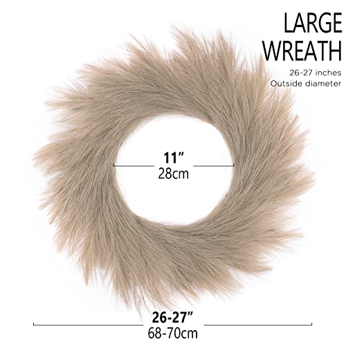 Hananona Artificial Pampas Wreath Indoor, 26" Brown Faux Pampas Dried Flower Fall Decor For Outdoor Boho Style Home Decor (Brown, 1) #TOP1