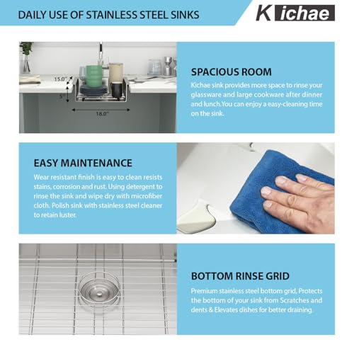 Image of 15x15x5 Drop In Bar RV Sink 16 Gauge Stainless Steel ADA Compliant | 15 Inch Overmount Topmount Kitchen Sink Single Bowl Low Depth Round Corner Handmade Basin with Rack & Bottom Grid