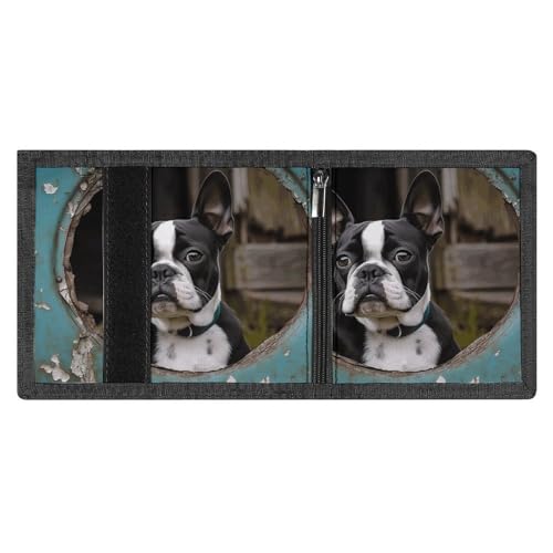Boston Terrier Trifold Wallet for Men - Money Clip Slim Wallets with Multiple Card Slots Minimalist Small Front Pocket Wallet for Everyday Carry4