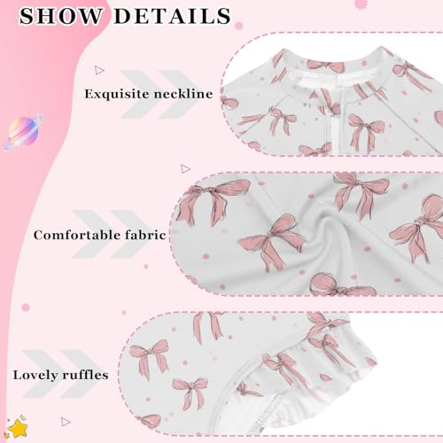 Aslsiy Girls Swimsuits Toddler Long Sleeve Swimwear Kids Ruffled Zipper Bathing Suit UPF 50+ Bikini 3-12 Years3