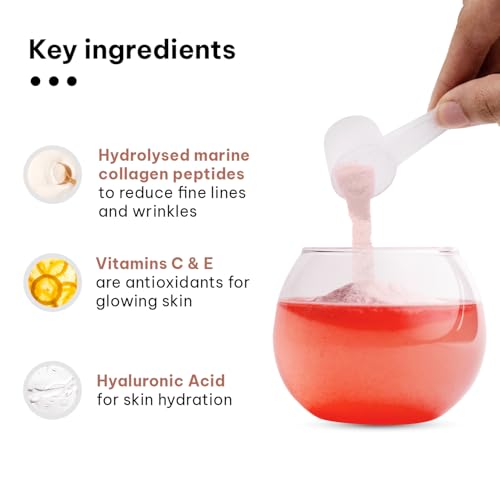hk vitals Skin Radiance Marine Collagen Supplements Powder (Mixed Fruit, 200g) & Sipper Bottle (Grey, 300ml) Combo Pack | With Vitamin C & E | For Healthy Skin, Hair & Nails