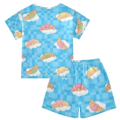 Pajama Short Sets Croissant on Cloud Soft Cotton Summer Sleepwear 2 Piece PJS Size 5-14T2