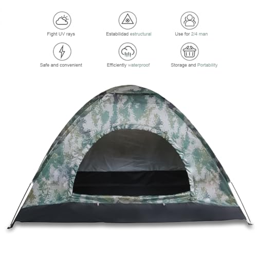 Timoau Carpa de Camping para Exterior, Impermeable, Ligera para Mochileros, Capacidad 4 Personas, Diseño Camuflaje miniatura 2