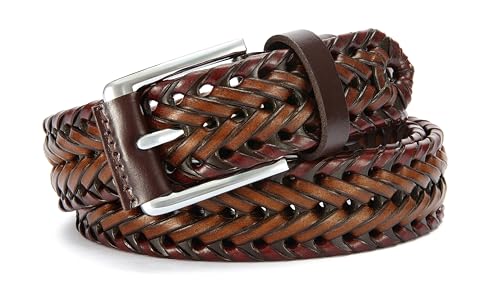 Image of CHAOREN Mens Braided Woven Leather Belt 35MM - Built to Last, Snug Fit | Fully Adjustable, Break-Resistant, Casual-Elegant Vibe, Versatile for Golf, Jeans & Dress, Gift Box