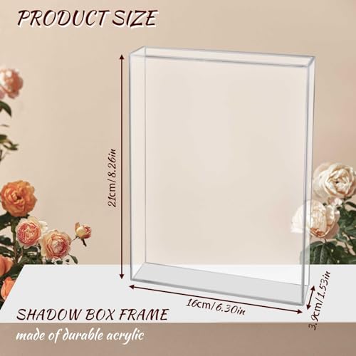2pcs Acrylic Display, Clear Frames DIY Valentine's Shadow Box for Pics & Dried Flowers (6x8''), Transparent - Image 3