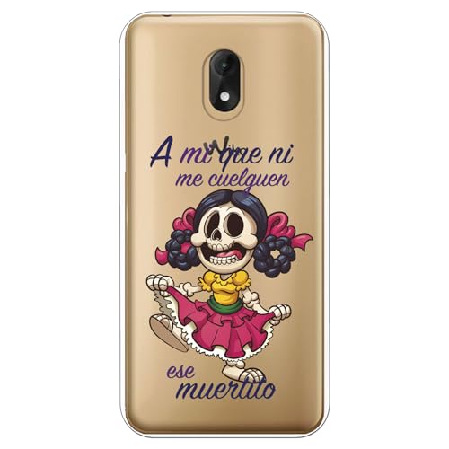 Personalaizer Coque compatible Wiko Lenny 5 - Motif squelette tête de mort avec phrase - Coque silicone TPU souple transparente