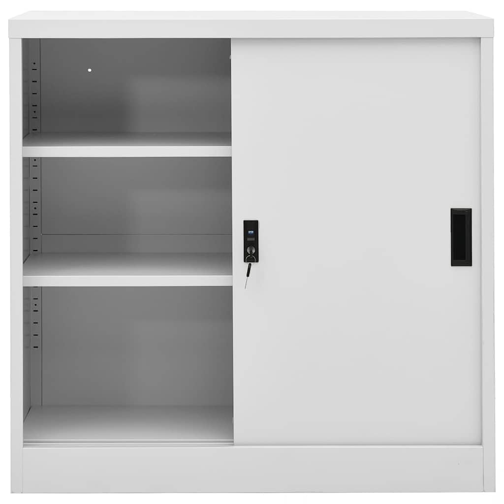 Armoire de Bureau en Acier Gris Clair 90x40x90 cm avec Porte Coulissante