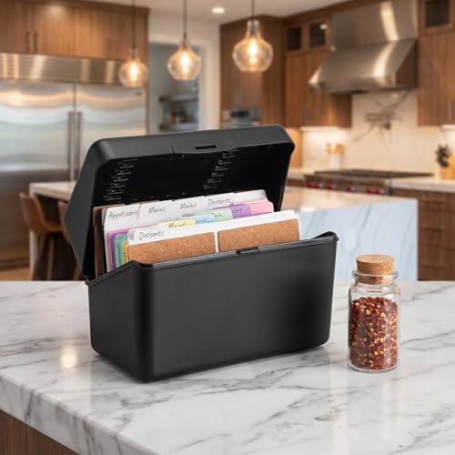 Caja Organizadora para Tarjetas de Estudio con Separadores Negros y Anillos Metálicos de Papel 7