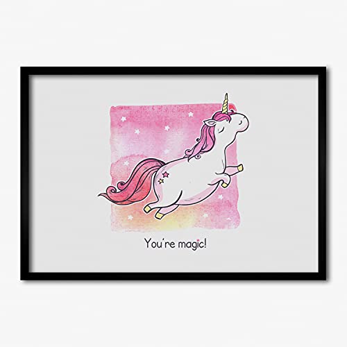 Cadre MDF Tulup Peinture 70x50 cm Rose Licorne pour une décoration murale moderne