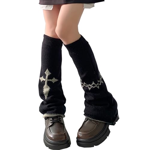 XEPST Lolita Leg Warmers - Harajuku Kawaii Knit Boot Socks - Gothic Winter Ankle Cover for Women Girls, 50 cm