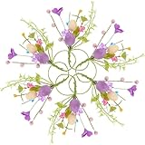 Décoration printanière : ornés de fleurs artificielles, d'œufs de pâques en mousse, de baies et de feuilles, ces ronds de serviette créent une ambiance printanière joyeuse et embellissent votre table de pâques