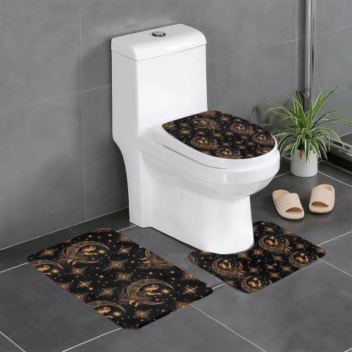 Image of BSDFGSDD Sacral Night Women on Moon 3 Piece Bathroom Rugs Set