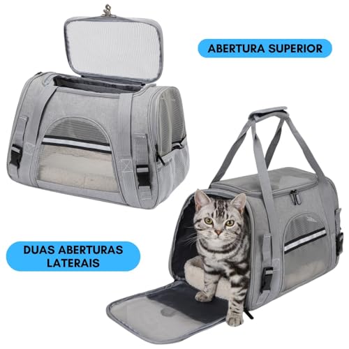 Bolsa Transporte Pet Avião Cabine Viagem Para Gato Cachorro Cão Reforçada Com Alça De Ombro Mala Tra