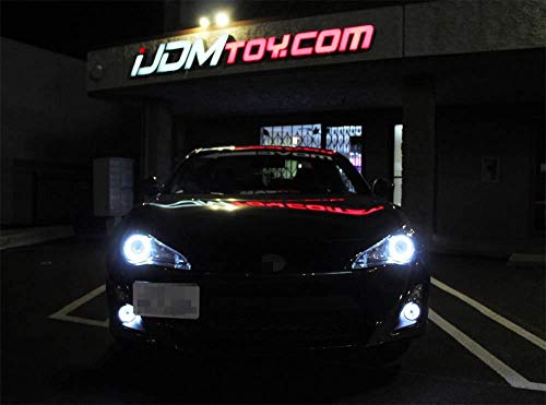 Ijdmtoy Xenon White Led Projector Fog Lights Compatible With 13-16 Scion Fr-S W/ 40-Smd Led Halo Ring Parking Lights, Includes (2) Projector Lens Foglamps W/Brackets, (2) Bezels & Relay Harness #TOP7