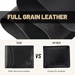 Portefeuilles en cuir véritable pour hommes, RFID Blocage bipold hommes portefeuille avec 2 ID Fenêtres noir
