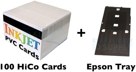 PVC ID Card Starter Kit - 100 HiCo Inkjet PVC Cards & PVC Card Tray for Epson R200, Epson R300 (and Others)