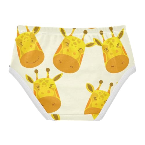Girls Underwear Toddler 2t Cotton Panties Little Girl Colorful Kids Briefs Undies Cute Cartoon Giraffe Yellow Beige2