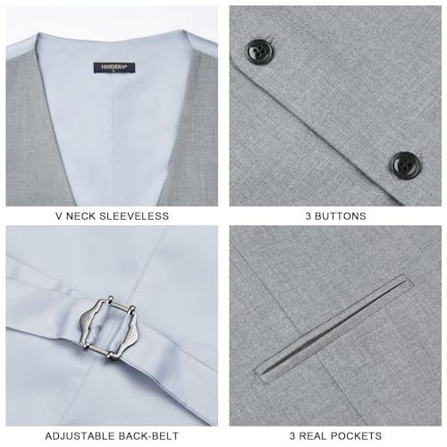 Image of HISDERN Mens Suit Vest Business Casual Dress Waistcoat Vest Solid Color Formal Wedding Vests for Suits or Tuxedo