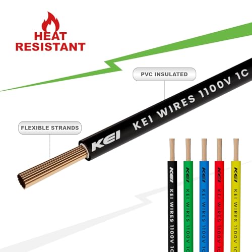 Image of KEI CONFLAME GREEN PLUS 1.5 sqmm 1 Core, 99.97% Pure Copper Conductor,FRLSH - Lead Less Insulation House Wire Suitable for Domestic & Industrial Electrical Wiring (Black, 180 Meters)