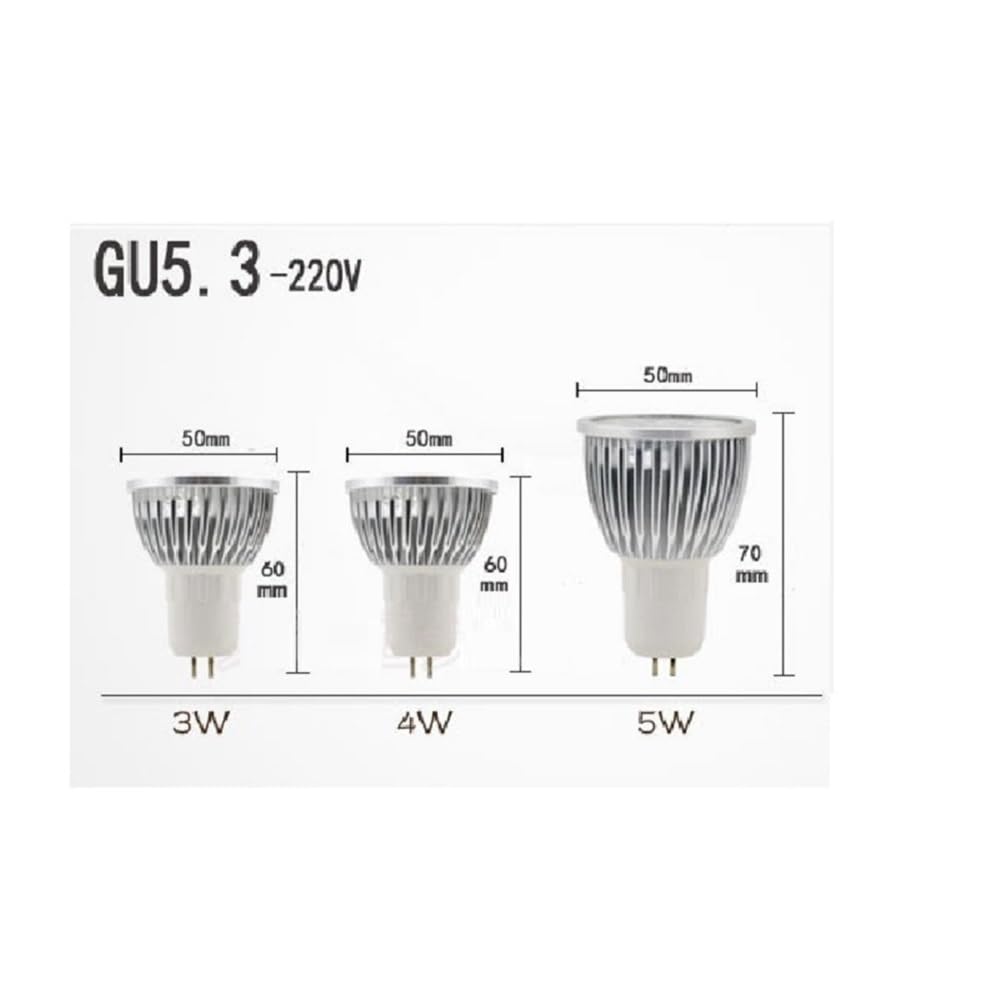 XYAL Lampadine, Confezione da 20, Faretto LED GU5.3/GU10/E27/E14 AC220V 3W/4W/5W MR16 DC12V Lampadina Downlight Sorgente luminosa(Warm white,GU10 220V 3W)