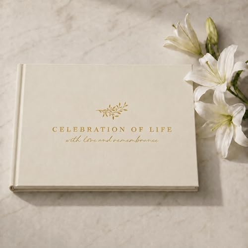 ZICOTO Beautiful Funeral Guest Book for The Celebration of Life - The Perfect Hard Cover in Loving Memory Book with Ample Space to Sign in for Guests - Premium Craftsmanship for Honoring Loved Ones