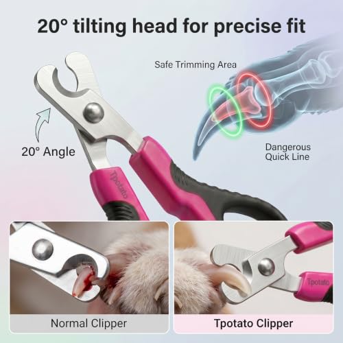 Image of Tpotato Cat Nail Clipper with Nail File,Stainless Steel Cat Nail Trimmer for Indoor Cats,Professional Kitten Nail Clipper for Small Large Adult Cats Claws and Toenail
