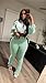 Vssjavun Women 2 Piece Outfits Sweatsuit Sets Color Block Long Sleeve Full Zip Cropped Jacket Bodycon Long Pants Jogger Set Tracksuit Lounge Outfit Green S