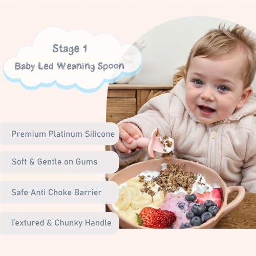 Ginbear Platinum Silicone Baby Spoons 6 M+ Pack of 4 (Mauve/Pink) by Ginbear - Image 3