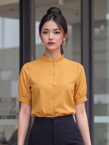 Image of Style Quotient Women Solid Beige Regular Fit Flex Formal Shirt