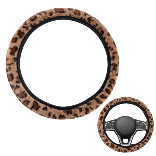 WsiQxuc Leopard Print Steering Wheel Cover, Leopard print car accessories
