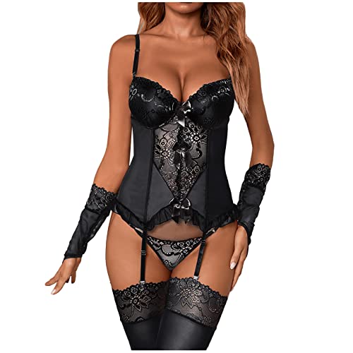 Sexy Dessous Damen Für Sexy Set BH Und Höschen Set Riemchen Babydoll Nachtwäsche Spitze Reizwäsche Verführerische Unterwäsche Reizwäsche Negligee String Tanga Nachthemden Kostüme