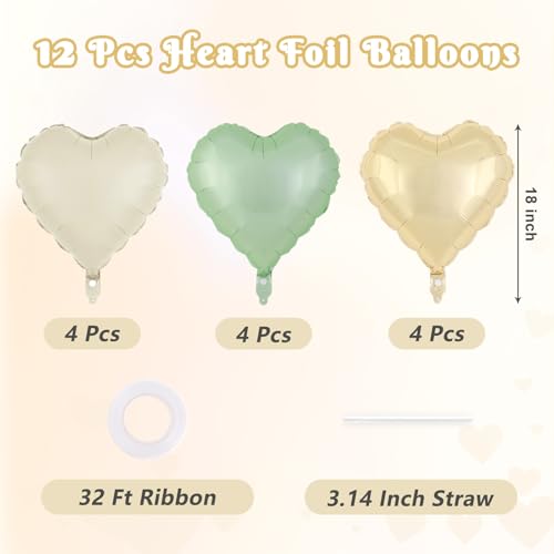 Image of 12 Pcs Colorful Heart Balloons,18 Inch Heart Foil Balloons Love Balloon Valentine Balloon for Birthday Party Wedding Engagement Party Baby Shower Valentine Day Decorations