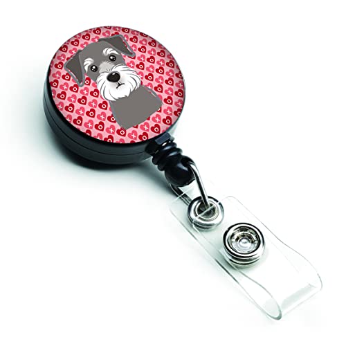Caroline's Treasures BB5276BR Schnauzer Retractable Badge Reel for Nurses ID Badge Holder with Clip Retractable Employee Badge Holder, Belt Clip, Multicolor