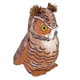 Wild Republic Audubon Birds Great Horned Owl with Authentic Bird Sound, Stuffed Animal, Bird Toys for Kids and Birders