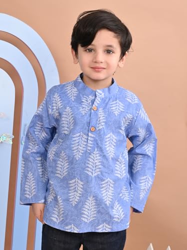 Image of superminis Boys Cotton Regular Fit Printed Kurta Shirt