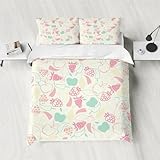 KOJYAW Bettwäsche Set 200x200cm Bettbezug Set Rosa Früchte,Kinder...