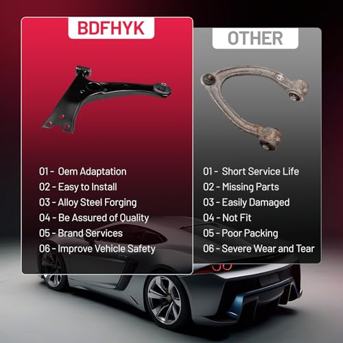 BDFHYK 4pc Front Lower Control Arm Assembly for Toyota Corolla 2003-2013, OE K640360 K640361 K90309, Driver & Passenger Side Suspension Replacement, w/Front Lower Ball Joints Kit by BDFHYK - Used condition - Image 4