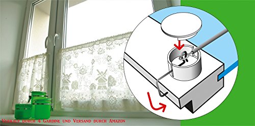 4GARDINEbasic Gardinendraht Befestigung SET für 2 Gardinen | ohne Bohren oder Kleben |eine Alternative für Gardinenstange Klemmstange Vitragestange | Scheibengardine Bistrogardine Küchengardine | Weiß