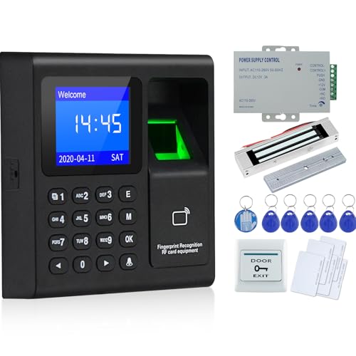 OBO HANDS Full RFID Türschloss Access Control Keypad Kit + Elektrische Magnetverschluss + Netzteil + Exit Button +5 Karten + 5 Key Fobs + Epoxy Tag