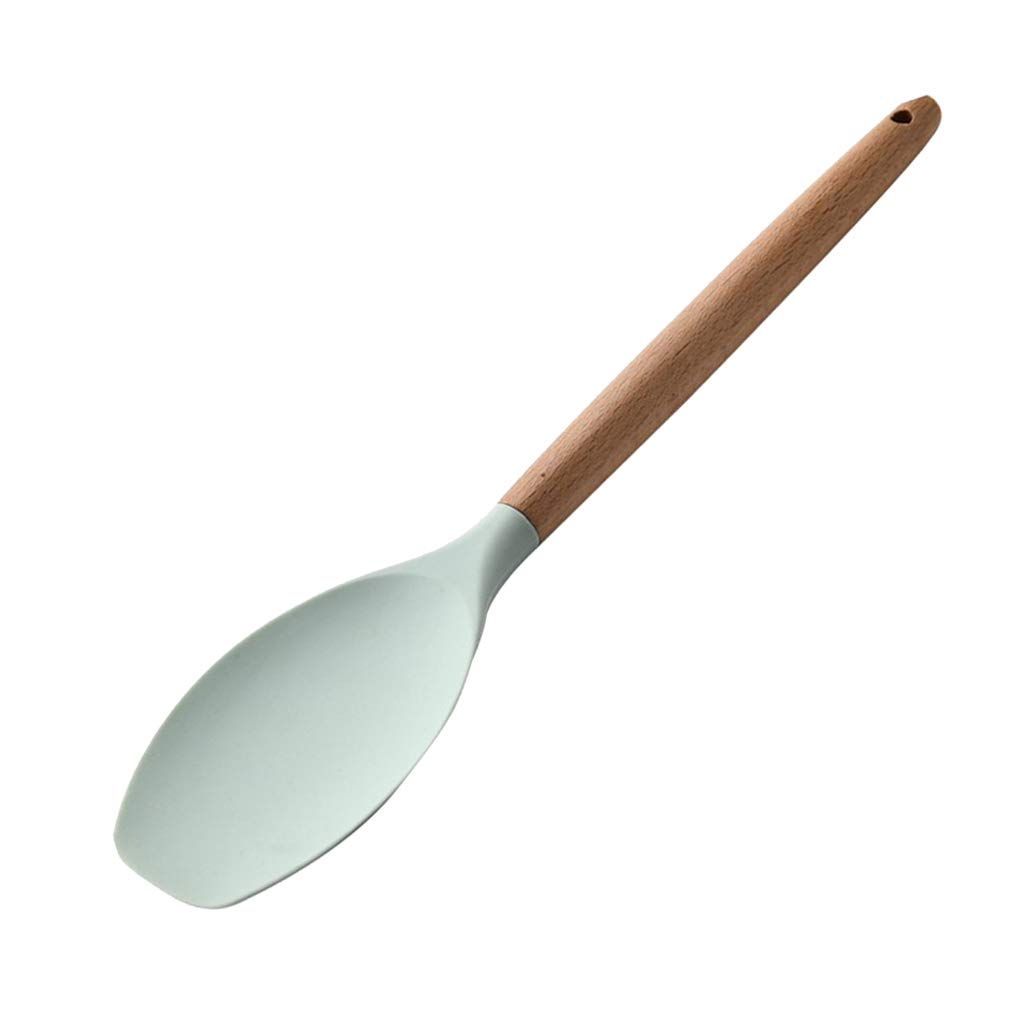 Küchenhelfer-Set, Silikon, antihaftbeschichtet, mit Holzgriff, 10-teilig, Rasen-Grün, Spatel