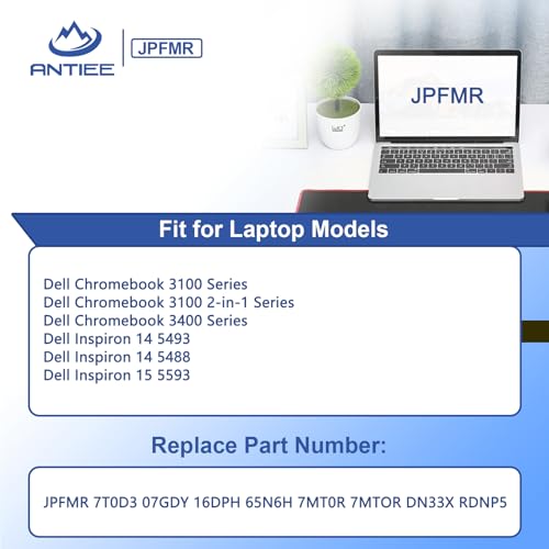 Image of JPFMR Laptop Battery for Dell Chromebook 3400 3100 2-in-1 5488 5493 5593 | P90F Series Replacement for 0JPFMR 07T0D3 7MT0R 7MTOR 7T0D3 16DPH 65N6H DN33X RDNP5 42Wh 11.4V 3500mAh 3Cell
