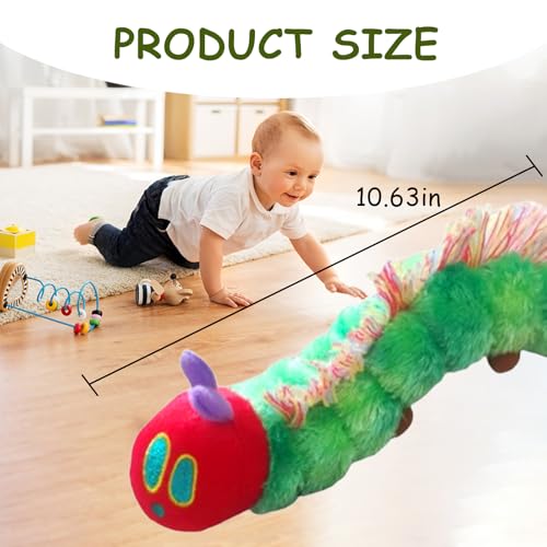 Ferizzia Raupe Nimmersatt Kuscheltier, 27 cm Kleine Raupe Plüschtier, Weiches Süßes Grün Raupenspielzeug, Plüsch Kuschelkissen, zum Kuscheln, Ideale Wahl für Alltägliches Spielzeug