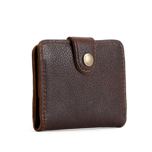 Image of Portland Leather Goods Women's Mini Bifold Wallet - Slim, Palm-Sized Design with Secure Snap Closure, 2 Card Slots, 2 Cash Slots & Zippered Coin Pocket - Coldbrew