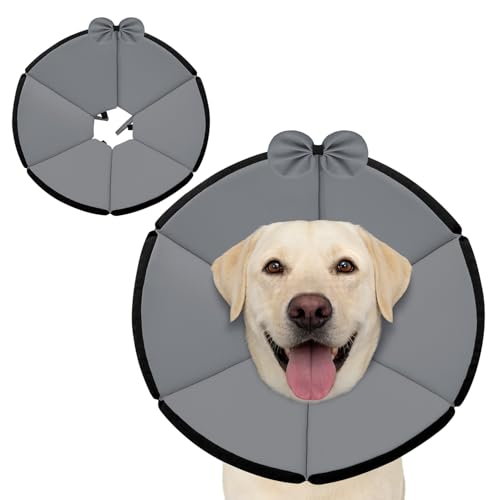 Image of MAXFUT Soft Dog Cone Collar,Foam Cone for Dogs to Stop Licking After Surgery,Non Inflatable Dog Donut Cone (Grey, XXXL)