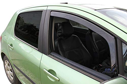 J&J AUTOMOTIVE | Heko Deflecteurs d'air Déflecteurs de Vent Compatible avec 307 5P. Berlina 2001-2008, Ensemble 2 pièces, Noir, Fumé, Aérodynamique, Montage Facile