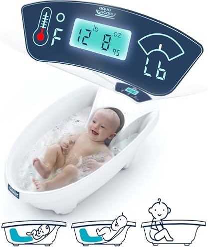 Image of Baby Patent AquaScale Baby Bath Tub - 0-24m - GEN 3 - with Thermometer & Scale | Bathtub for Newborn, Infant & Toddler