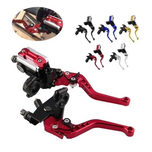 Palanca de freno de motocicleta en aluminio de 22 mm con alta resistencia al desgaste rojo 3