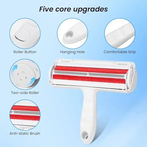 Pet Hair Remover Roller - Reusable Lint Roller for Carpet Sofa, Furniture & Bedding - Red, ONE - Image 3