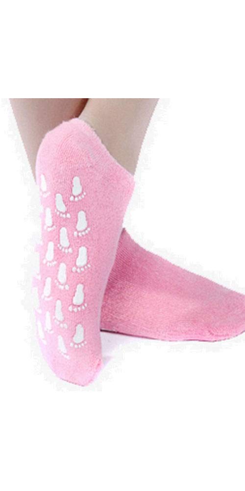 Pink Moisturize Soften Repair Cracked Skin Moisturizing Treatment Gel Spa Socks, GH4822, One Size